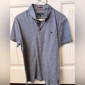 Ted Baker London Navy Blue Micro Stripe Polo Shirt Size 3 M